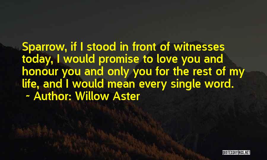 Willow Aster Quotes: Sparrow, If I Stood In Front Of Witnesses Today, I Would Promise To Love You And Honour You And Only