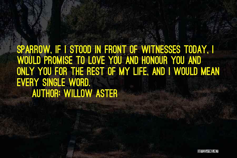 Willow Aster Quotes: Sparrow, If I Stood In Front Of Witnesses Today, I Would Promise To Love You And Honour You And Only