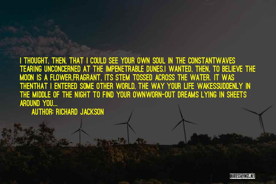 Richard Jackson Quotes: I Thought, Then, That I Could See Your Own Soul In The Constantwaves Tearing Unconcerned At The Impenetrable Dunes.i Wanted,
