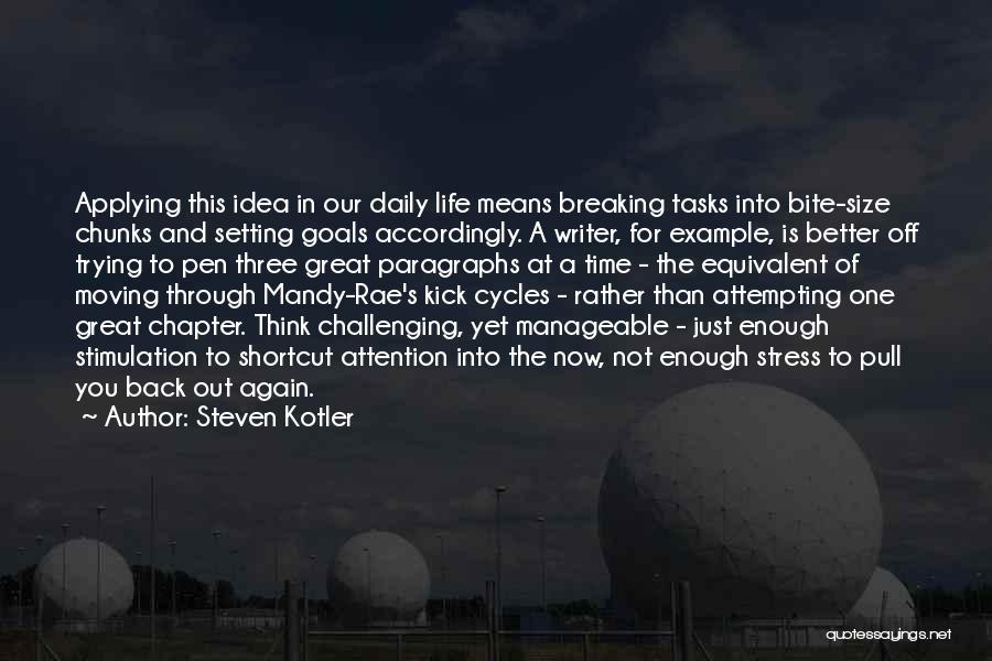 Steven Kotler Quotes: Applying This Idea In Our Daily Life Means Breaking Tasks Into Bite-size Chunks And Setting Goals Accordingly. A Writer, For