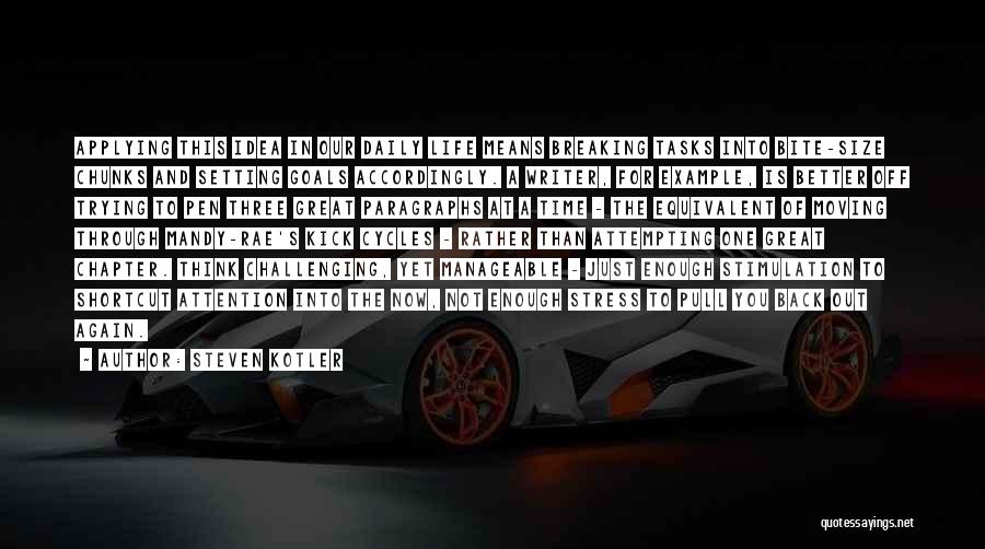 Steven Kotler Quotes: Applying This Idea In Our Daily Life Means Breaking Tasks Into Bite-size Chunks And Setting Goals Accordingly. A Writer, For