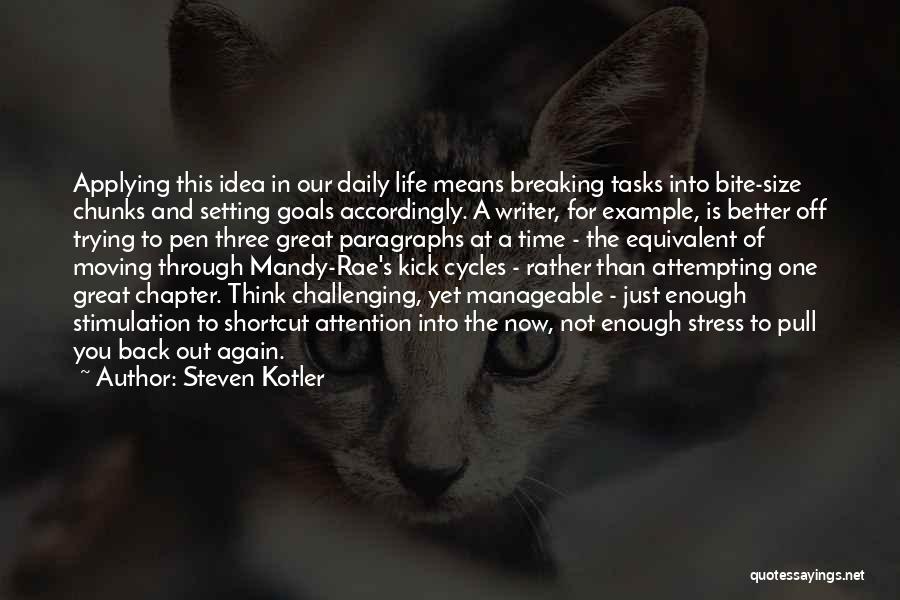 Steven Kotler Quotes: Applying This Idea In Our Daily Life Means Breaking Tasks Into Bite-size Chunks And Setting Goals Accordingly. A Writer, For