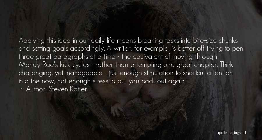 Steven Kotler Quotes: Applying This Idea In Our Daily Life Means Breaking Tasks Into Bite-size Chunks And Setting Goals Accordingly. A Writer, For