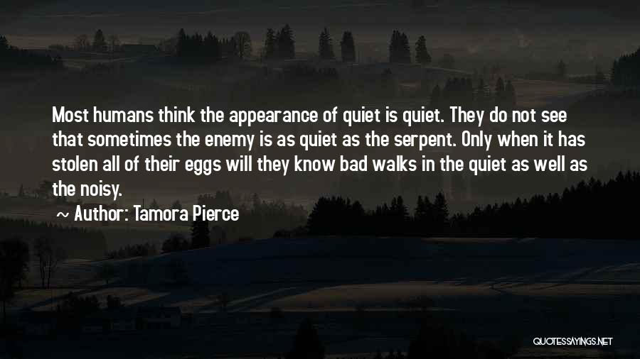Tamora Pierce Quotes: Most Humans Think The Appearance Of Quiet Is Quiet. They Do Not See That Sometimes The Enemy Is As Quiet