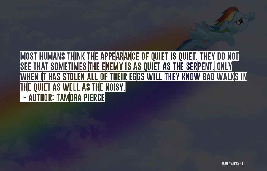 Tamora Pierce Quotes: Most Humans Think The Appearance Of Quiet Is Quiet. They Do Not See That Sometimes The Enemy Is As Quiet