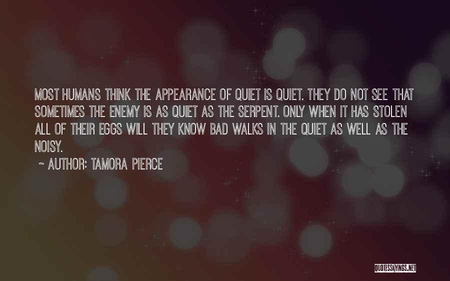 Tamora Pierce Quotes: Most Humans Think The Appearance Of Quiet Is Quiet. They Do Not See That Sometimes The Enemy Is As Quiet