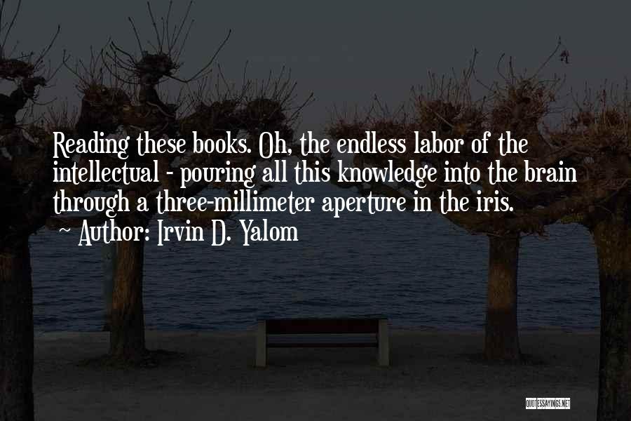 Irvin D. Yalom Quotes: Reading These Books. Oh, The Endless Labor Of The Intellectual - Pouring All This Knowledge Into The Brain Through A