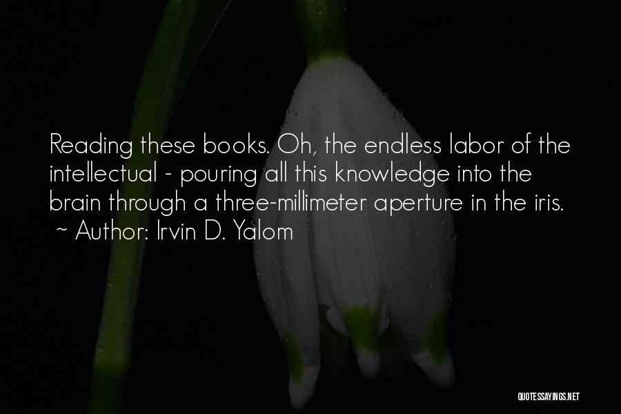 Irvin D. Yalom Quotes: Reading These Books. Oh, The Endless Labor Of The Intellectual - Pouring All This Knowledge Into The Brain Through A