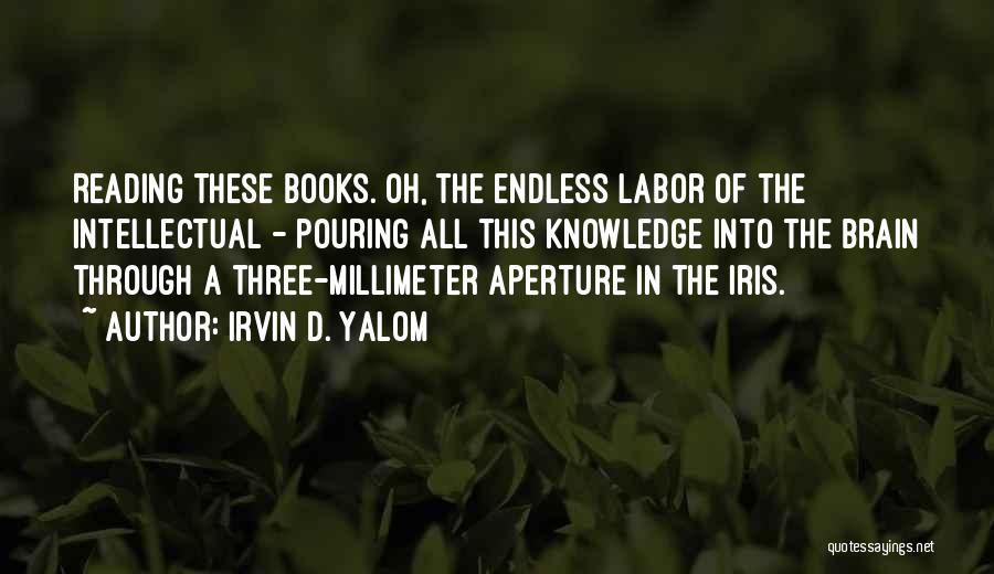 Irvin D. Yalom Quotes: Reading These Books. Oh, The Endless Labor Of The Intellectual - Pouring All This Knowledge Into The Brain Through A