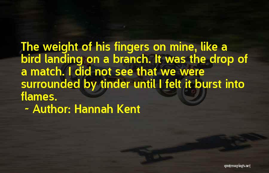 Hannah Kent Quotes: The Weight Of His Fingers On Mine, Like A Bird Landing On A Branch. It Was The Drop Of A