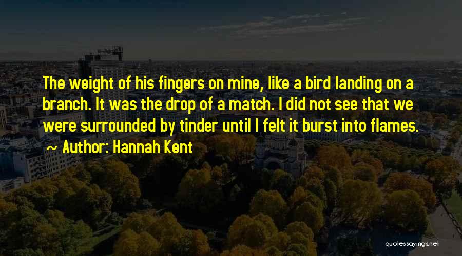 Hannah Kent Quotes: The Weight Of His Fingers On Mine, Like A Bird Landing On A Branch. It Was The Drop Of A