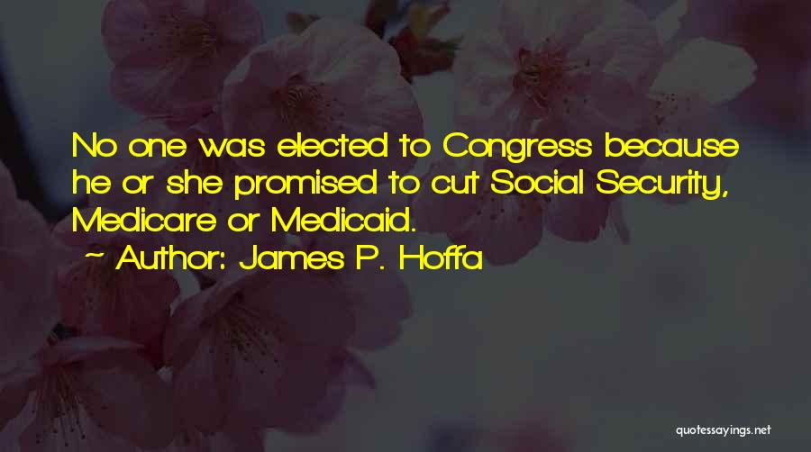 James P. Hoffa Quotes: No One Was Elected To Congress Because He Or She Promised To Cut Social Security, Medicare Or Medicaid.