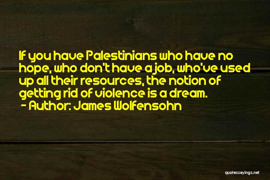 James Wolfensohn Quotes: If You Have Palestinians Who Have No Hope, Who Don't Have A Job, Who've Used Up All Their Resources, The