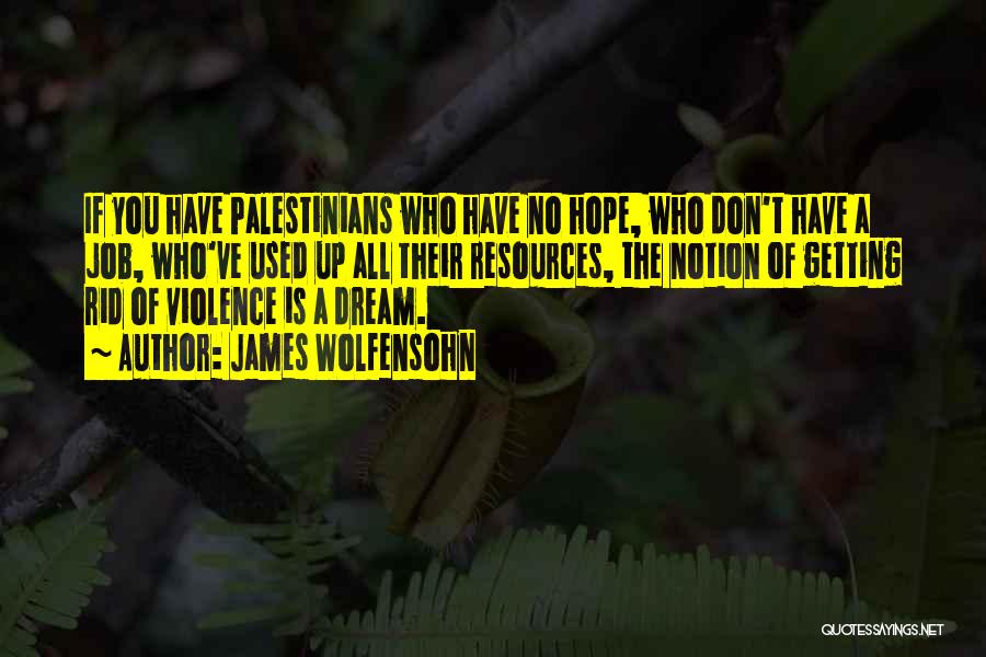 James Wolfensohn Quotes: If You Have Palestinians Who Have No Hope, Who Don't Have A Job, Who've Used Up All Their Resources, The