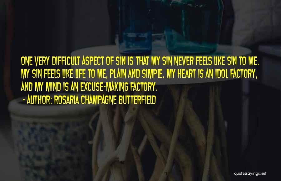 Rosaria Champagne Butterfield Quotes: One Very Difficult Aspect Of Sin Is That My Sin Never Feels Like Sin To Me. My Sin Feels Like