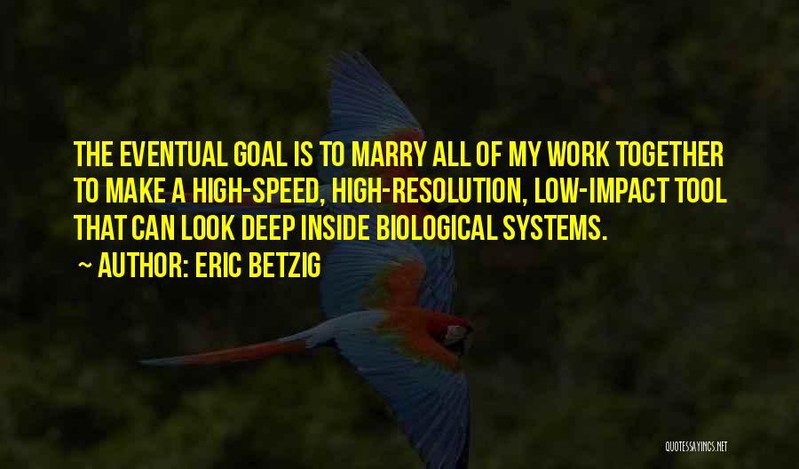 Eric Betzig Quotes: The Eventual Goal Is To Marry All Of My Work Together To Make A High-speed, High-resolution, Low-impact Tool That Can