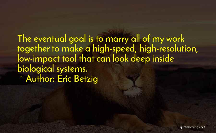 Eric Betzig Quotes: The Eventual Goal Is To Marry All Of My Work Together To Make A High-speed, High-resolution, Low-impact Tool That Can