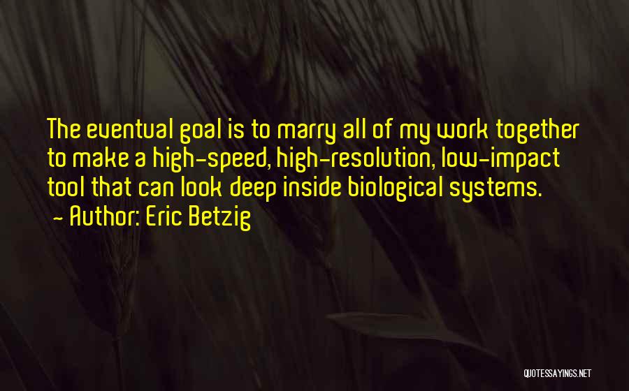 Eric Betzig Quotes: The Eventual Goal Is To Marry All Of My Work Together To Make A High-speed, High-resolution, Low-impact Tool That Can