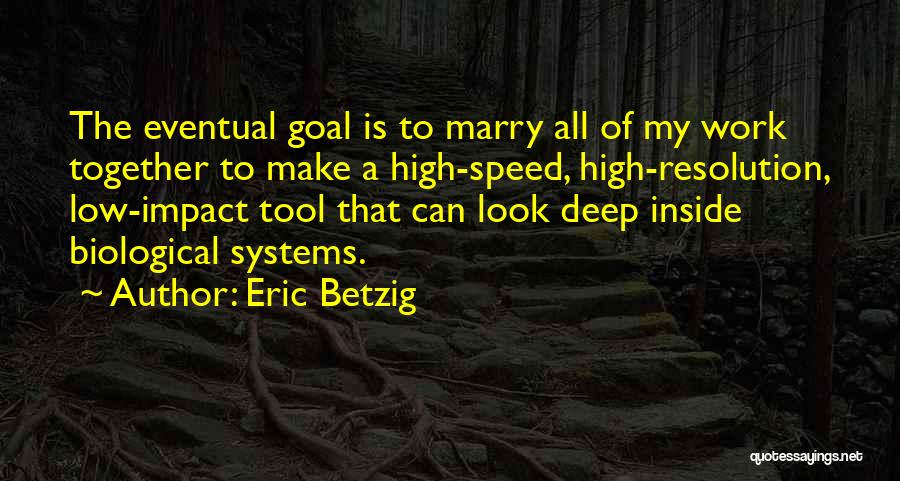 Eric Betzig Quotes: The Eventual Goal Is To Marry All Of My Work Together To Make A High-speed, High-resolution, Low-impact Tool That Can