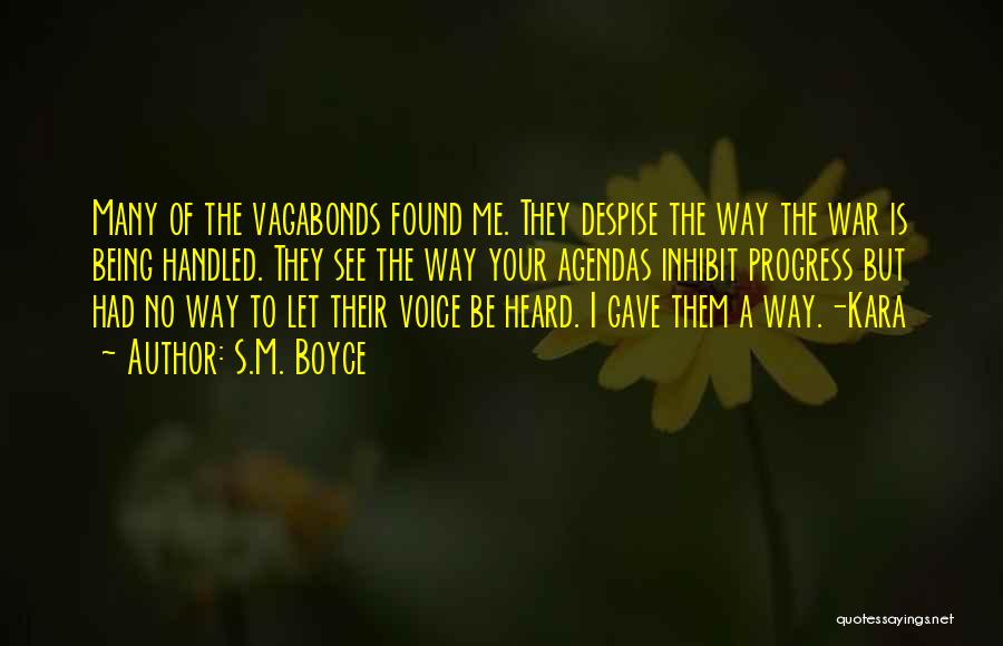 S.M. Boyce Quotes: Many Of The Vagabonds Found Me. They Despise The Way The War Is Being Handled. They See The Way Your