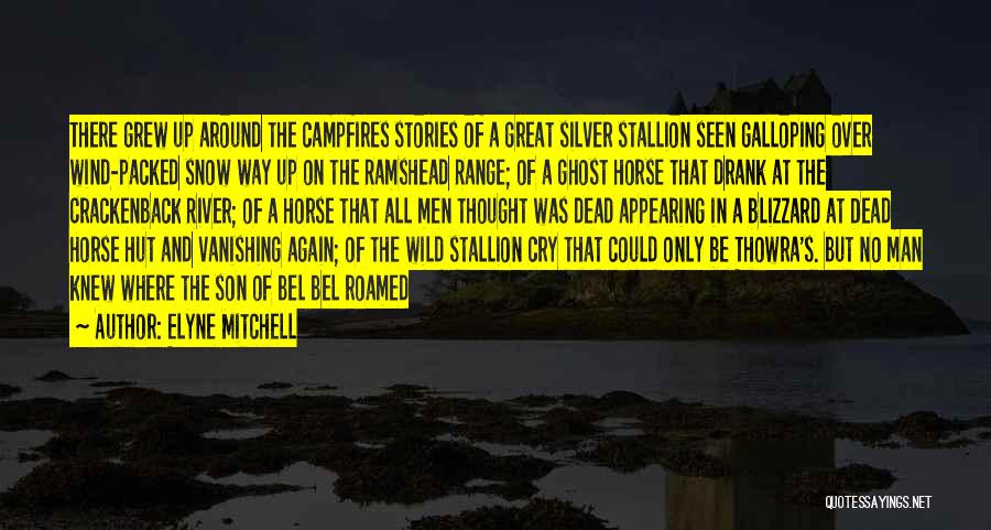 Elyne Mitchell Quotes: There Grew Up Around The Campfires Stories Of A Great Silver Stallion Seen Galloping Over Wind-packed Snow Way Up On