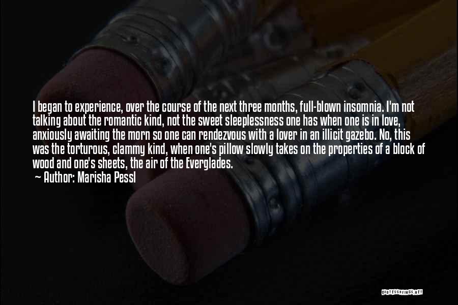 Marisha Pessl Quotes: I Began To Experience, Over The Course Of The Next Three Months, Full-blown Insomnia. I'm Not Talking About The Romantic