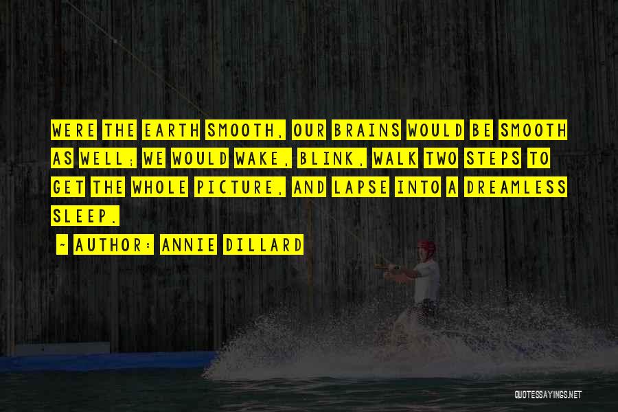 Annie Dillard Quotes: Were The Earth Smooth, Our Brains Would Be Smooth As Well; We Would Wake, Blink, Walk Two Steps To Get