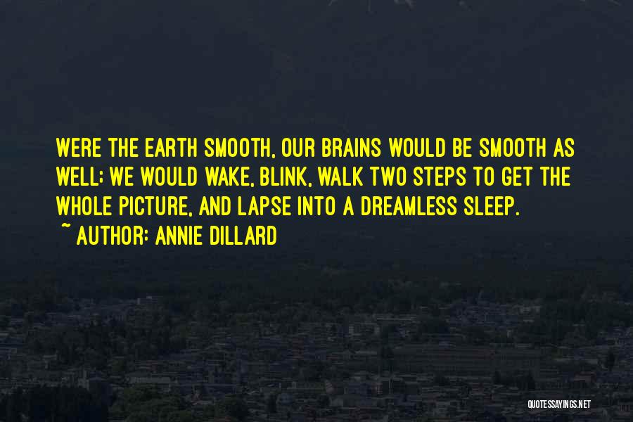 Annie Dillard Quotes: Were The Earth Smooth, Our Brains Would Be Smooth As Well; We Would Wake, Blink, Walk Two Steps To Get