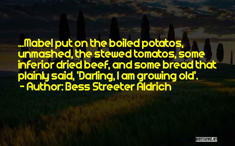 Bess Streeter Aldrich Quotes: ...mabel Put On The Boiled Potatos, Unmashed, The Stewed Tomatos, Some Inferior Dried Beef, And Some Bread That Plainly Said,