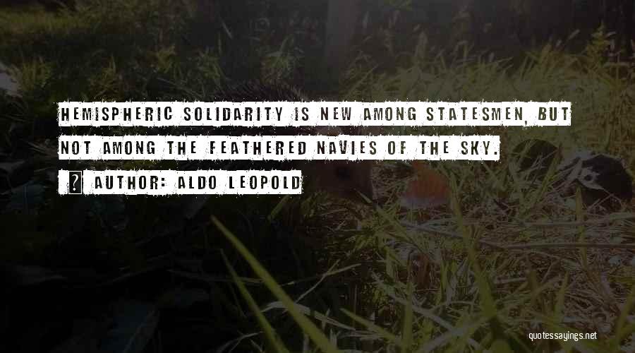 Aldo Leopold Quotes: Hemispheric Solidarity Is New Among Statesmen, But Not Among The Feathered Navies Of The Sky.