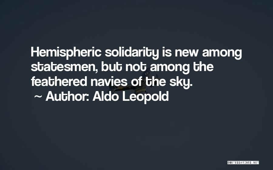 Aldo Leopold Quotes: Hemispheric Solidarity Is New Among Statesmen, But Not Among The Feathered Navies Of The Sky.