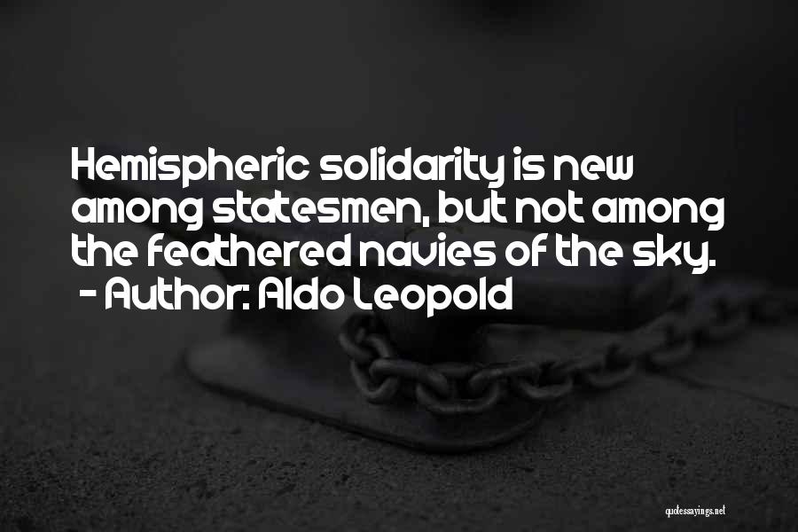 Aldo Leopold Quotes: Hemispheric Solidarity Is New Among Statesmen, But Not Among The Feathered Navies Of The Sky.