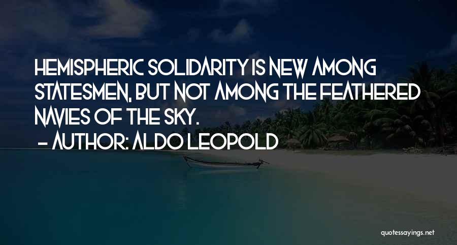 Aldo Leopold Quotes: Hemispheric Solidarity Is New Among Statesmen, But Not Among The Feathered Navies Of The Sky.