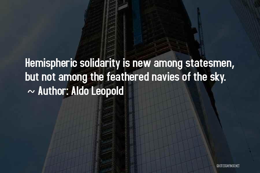 Aldo Leopold Quotes: Hemispheric Solidarity Is New Among Statesmen, But Not Among The Feathered Navies Of The Sky.