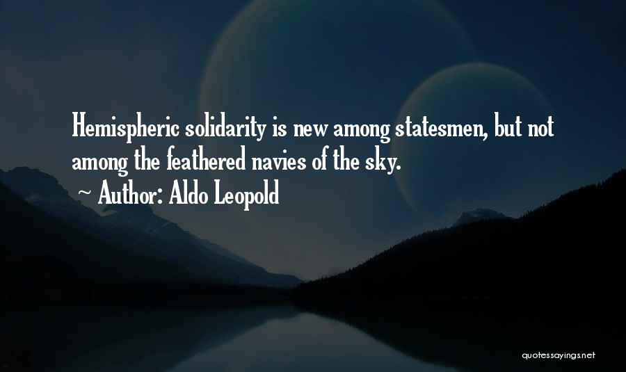 Aldo Leopold Quotes: Hemispheric Solidarity Is New Among Statesmen, But Not Among The Feathered Navies Of The Sky.