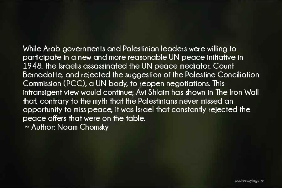 Noam Chomsky Quotes: While Arab Governments And Palestinian Leaders Were Willing To Participate In A New And More Reasonable Un Peace Initiative In
