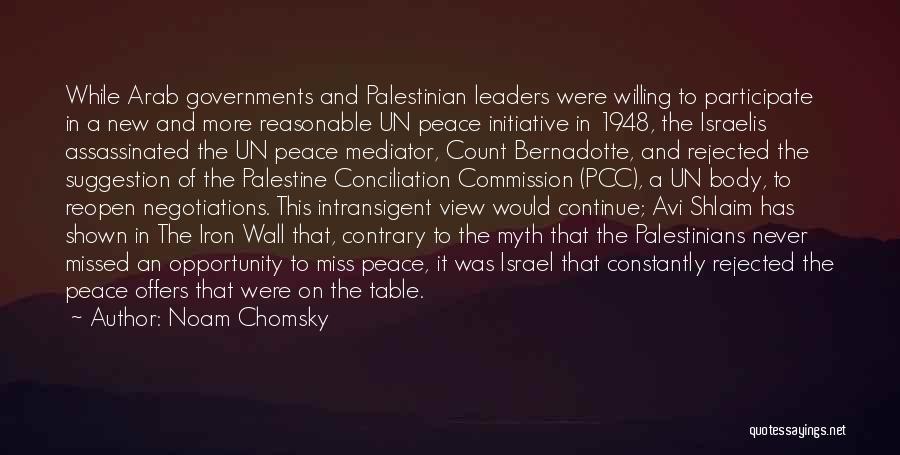 Noam Chomsky Quotes: While Arab Governments And Palestinian Leaders Were Willing To Participate In A New And More Reasonable Un Peace Initiative In