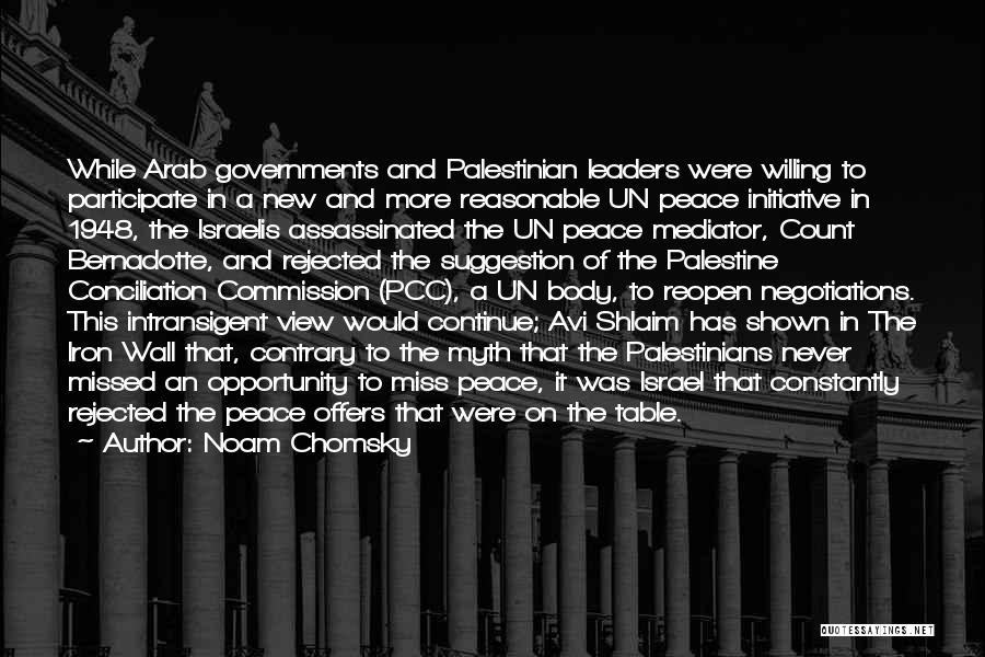 Noam Chomsky Quotes: While Arab Governments And Palestinian Leaders Were Willing To Participate In A New And More Reasonable Un Peace Initiative In