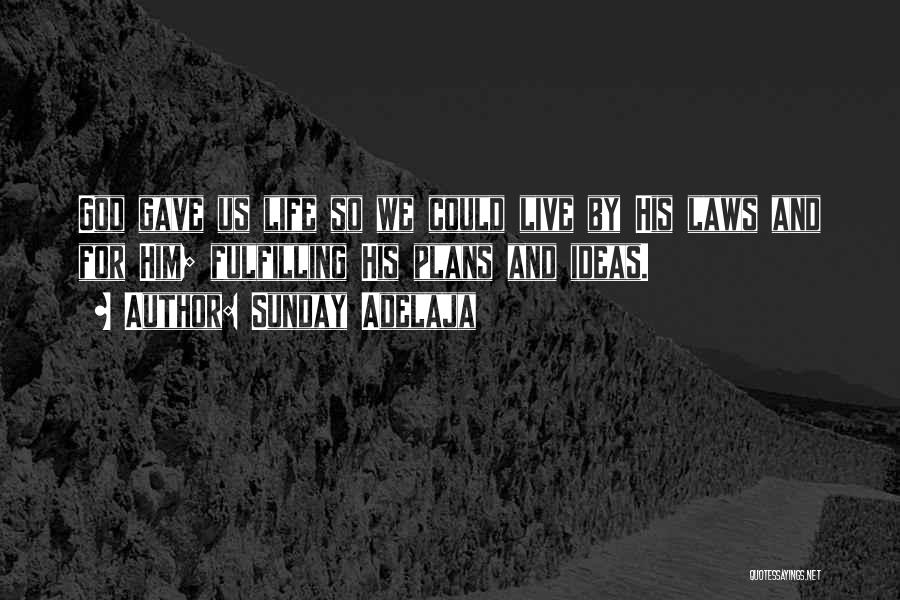 Sunday Adelaja Quotes: God Gave Us Life So We Could Live By His Laws And For Him; Fulfilling His Plans And Ideas.