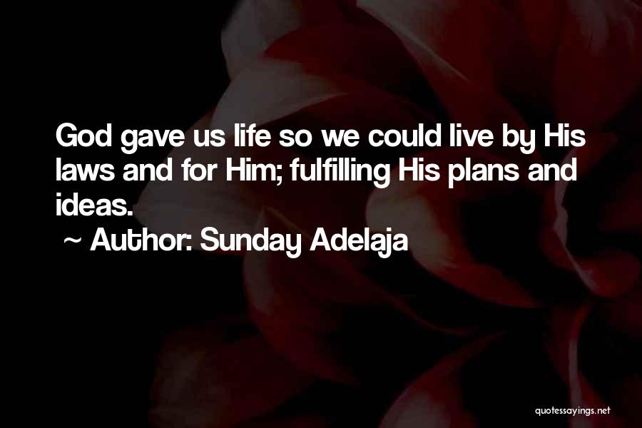 Sunday Adelaja Quotes: God Gave Us Life So We Could Live By His Laws And For Him; Fulfilling His Plans And Ideas.