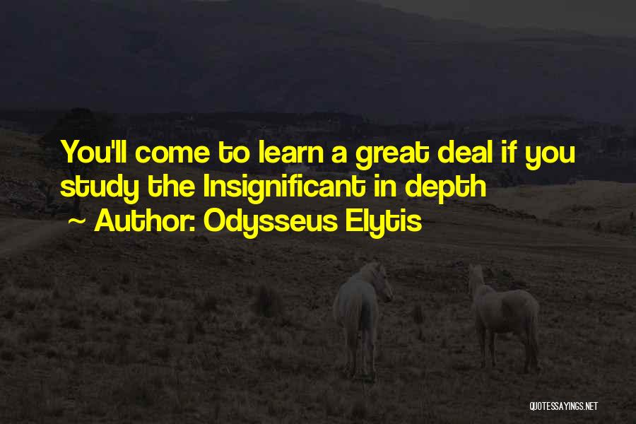 Odysseus Elytis Quotes: You'll Come To Learn A Great Deal If You Study The Insignificant In Depth