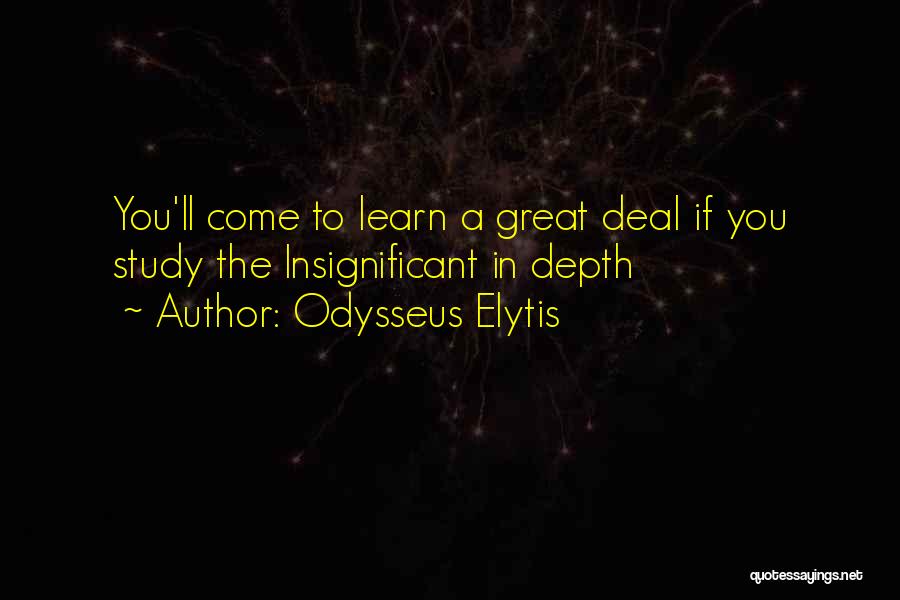 Odysseus Elytis Quotes: You'll Come To Learn A Great Deal If You Study The Insignificant In Depth