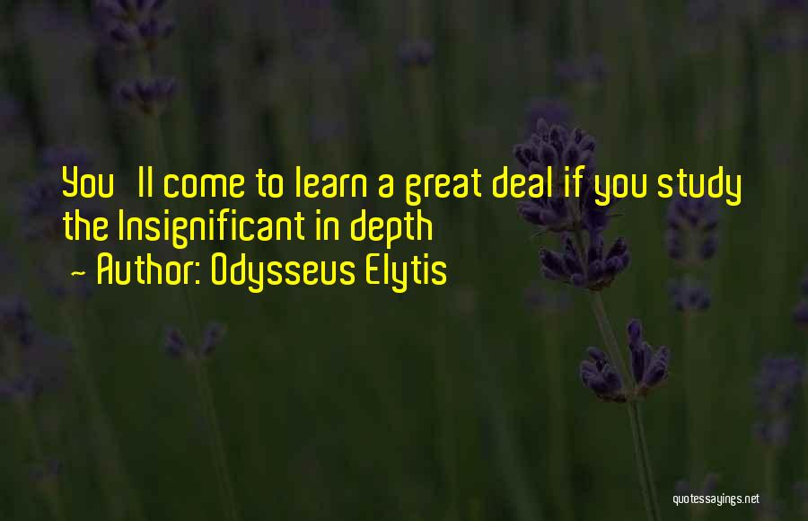Odysseus Elytis Quotes: You'll Come To Learn A Great Deal If You Study The Insignificant In Depth