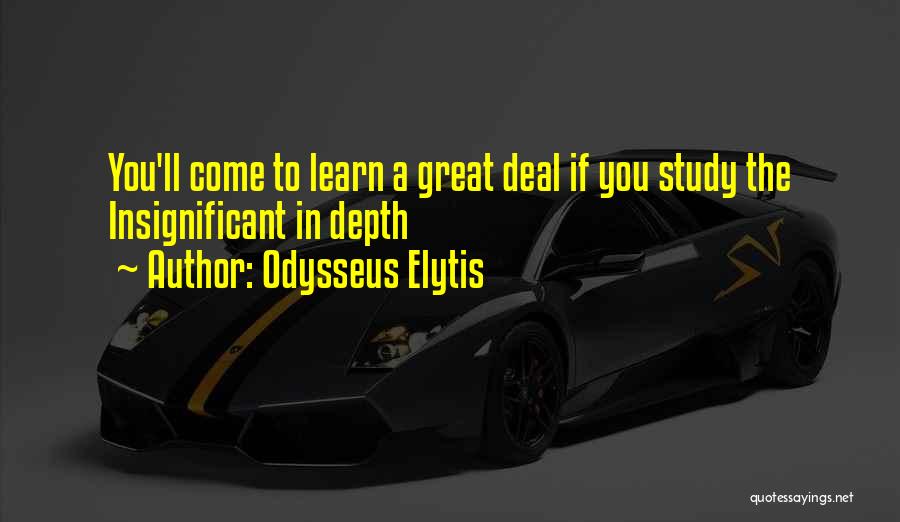 Odysseus Elytis Quotes: You'll Come To Learn A Great Deal If You Study The Insignificant In Depth