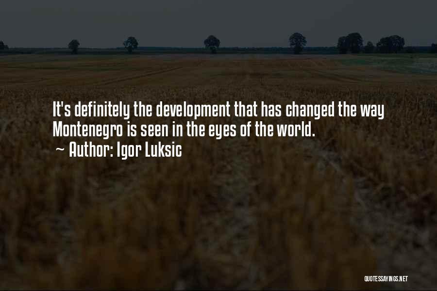 Igor Luksic Quotes: It's Definitely The Development That Has Changed The Way Montenegro Is Seen In The Eyes Of The World.