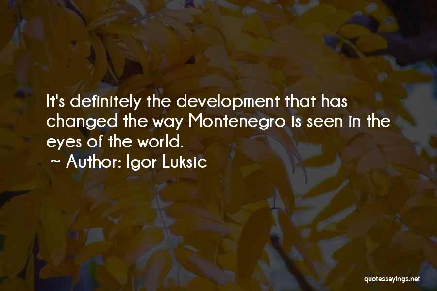 Igor Luksic Quotes: It's Definitely The Development That Has Changed The Way Montenegro Is Seen In The Eyes Of The World.