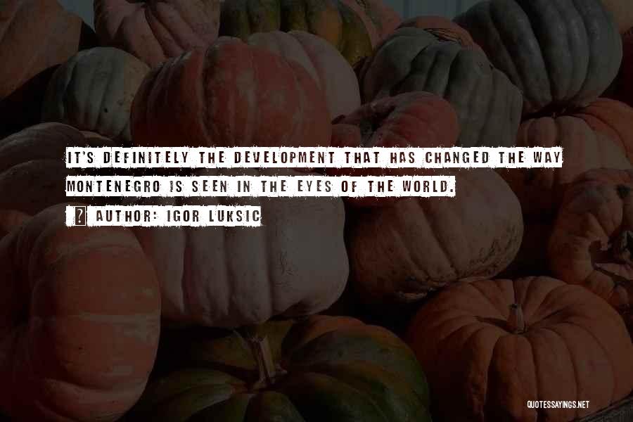 Igor Luksic Quotes: It's Definitely The Development That Has Changed The Way Montenegro Is Seen In The Eyes Of The World.