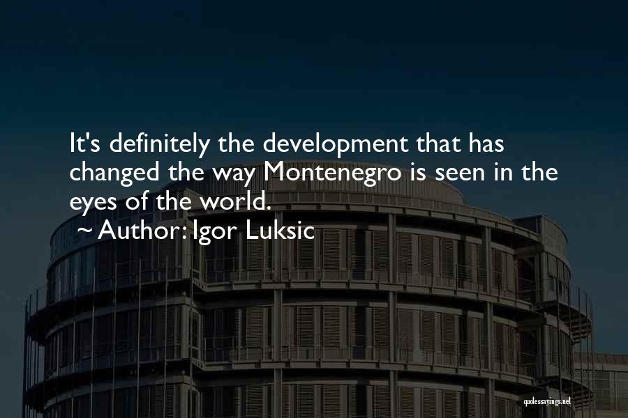 Igor Luksic Quotes: It's Definitely The Development That Has Changed The Way Montenegro Is Seen In The Eyes Of The World.