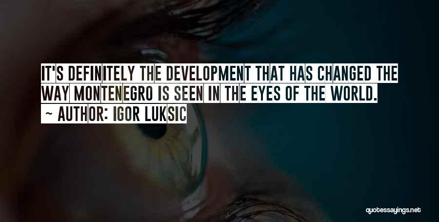Igor Luksic Quotes: It's Definitely The Development That Has Changed The Way Montenegro Is Seen In The Eyes Of The World.