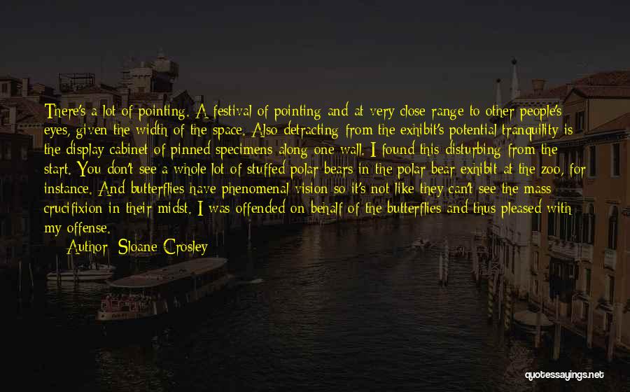 Sloane Crosley Quotes: There's A Lot Of Pointing. A Festival Of Pointing And At Very Close Range To Other People's Eyes, Given The